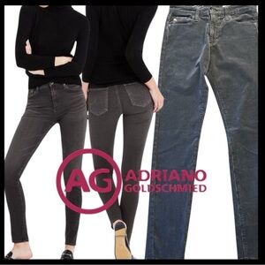 AG Adriano Goldschmied Grey Corduroy Farrah Skinny Ankle Pants (26x29)